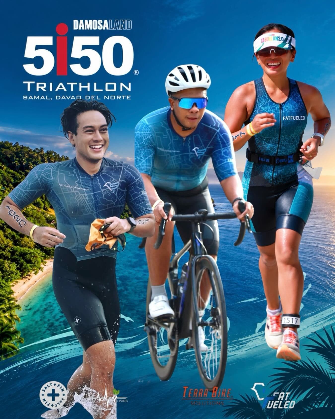 Fat Fueled athletes featured on a 5150 Triathlon race graphic