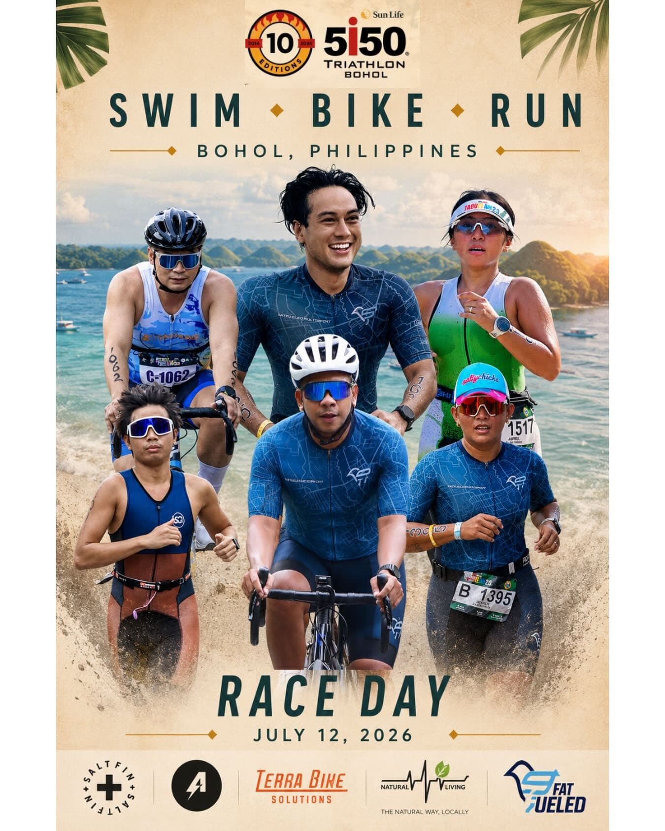 Fat Fueled race-day graphic for a swim-bike-run event in Bohol